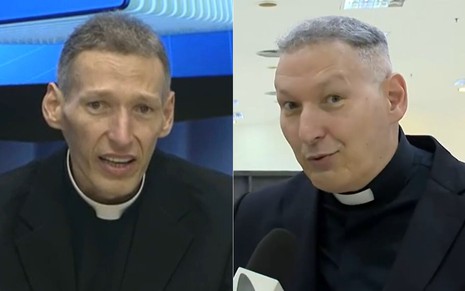 Montagem de fotos com antes e depois do padre Marcelo Rossi: em 2015 e em 2023