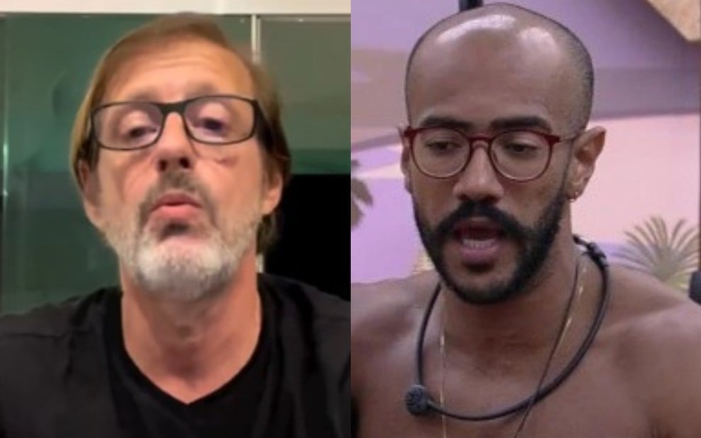 Kakau Barra (à esquerda) e Ricardo Camargo no BBB 23 (à direita)