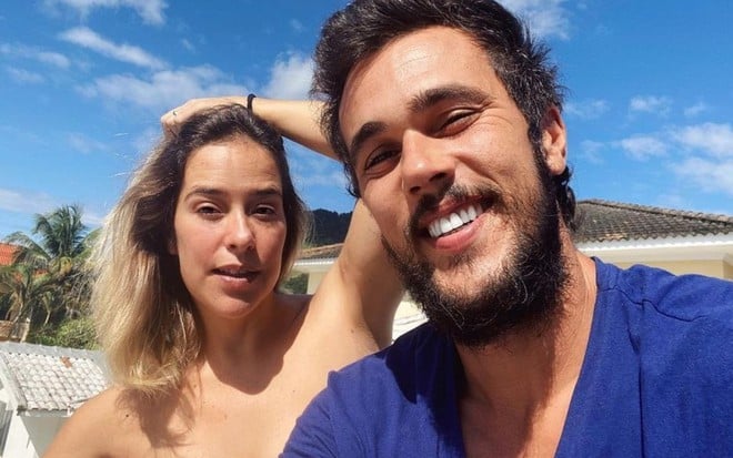 Paloma Duarte e Bruno Ferrari em publicação para o Instagram da atriz em março de 2021