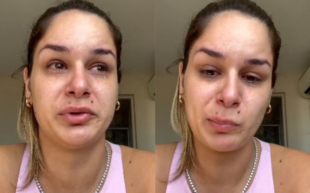 Pamella Holanda, ex-mulher do DJ Ivis, chora em vídeo publicado nas redes sociais