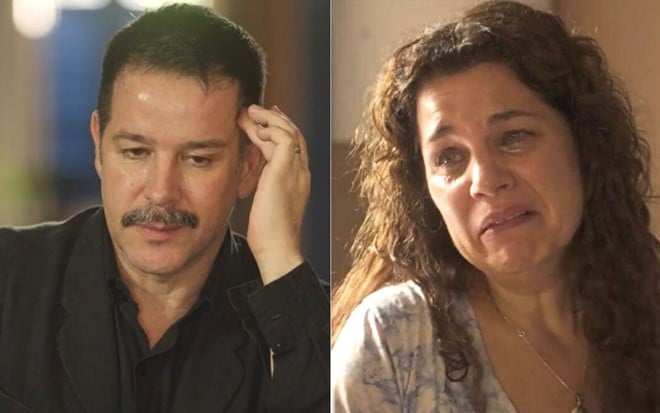 Montagem dos atores Murilo Benício e Isabel Teixeira em cena de Pantanal