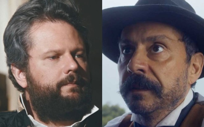 Montagem dos atores Selton Mello e Alexandre Nero na novela Nos Tempos do Imperador