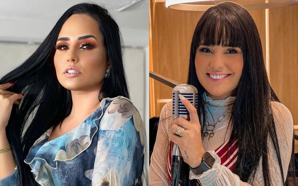 Montagem com imagens de Perlla antes e depois da transformação