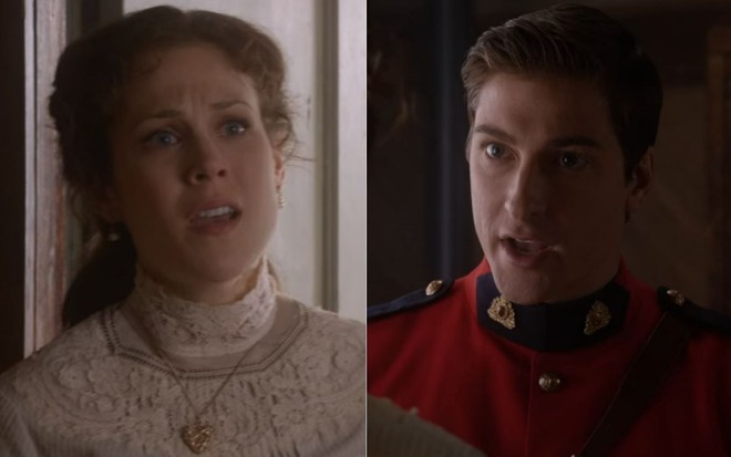 Montagem com cenas da série Quando Chama o Coração, em que Elizabeth está desesperada e conversa com Jack