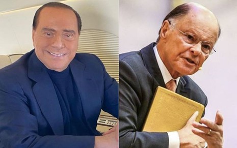Montagem de fotos com Silvio Berlusconi e Edir Macedo, dono da Record