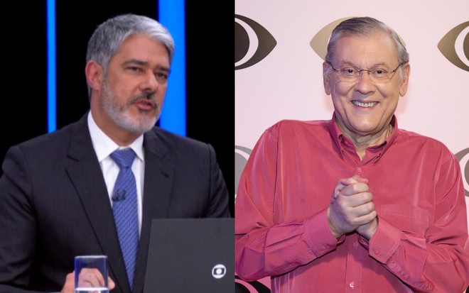 Imagem de Milton Neves na Band e de Bonner no Jornal Nacional