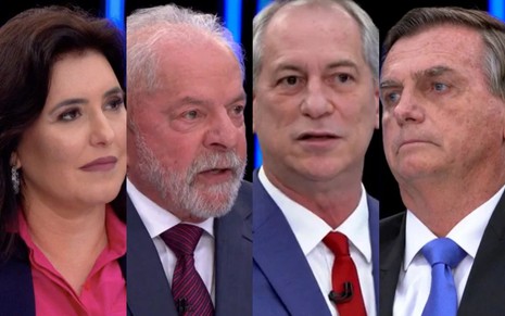 Imagem de candidatos em entrevista na Globo