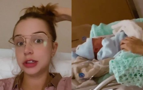 Isabella Scherer no hospital após passar por cesariana