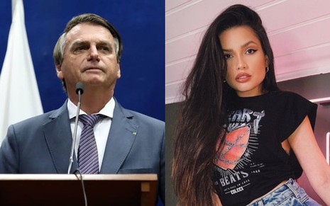 Juliette Freire em foto compartilhada no Instagram; Bolsonaro em entrevista à Globo