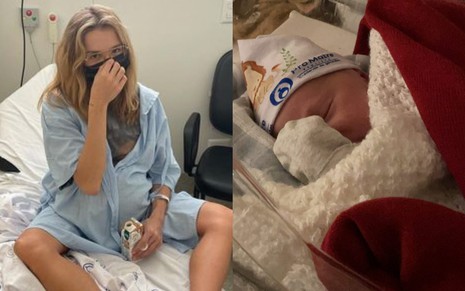 Isa Scherer em hospital durante internação para ter os filhos Mel e Bento