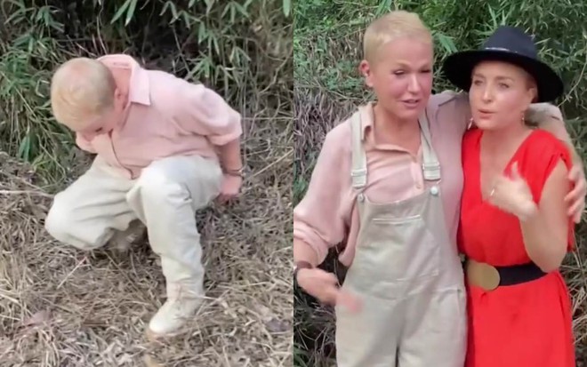 Xuxa e Angélica durante gravações de série