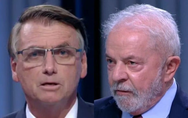 Lula e Bolsonaro no debate presidencial da Globo