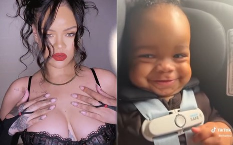 Montagem de Rihanna e de seu filho bebê