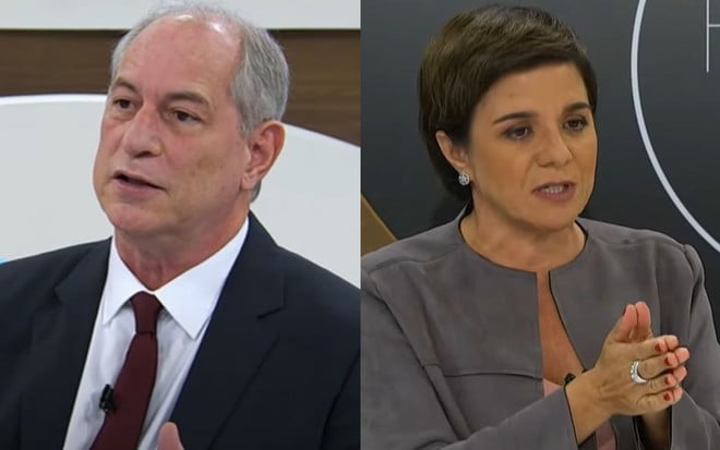 Montagem com Ciro Gomes (PDT) e Vera Magalhães no Roda Viva