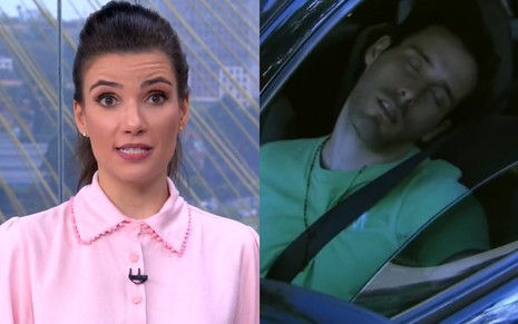 Montagem com Sabina Simonato e motorista que dormiu no trânsito