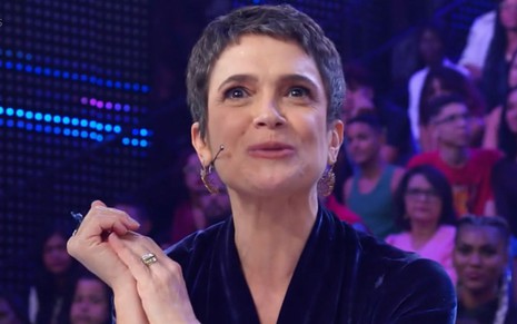 Sandra Annenberg em participação no Domingão com Huck, da Globo