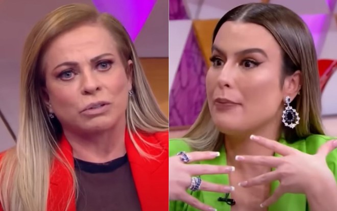 Montagem de fotos com Christina Rocha e a ex-BBB Fernanda Keulla no Casos de Família