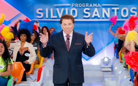 O apresentador Silvio Santos no Programa Silvio Santos, do SBT