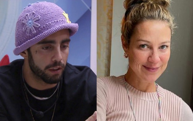 Pedro Scooby no BBB 22 (à esquerda); Luana Piovani dá sorriso discreto (à direita)