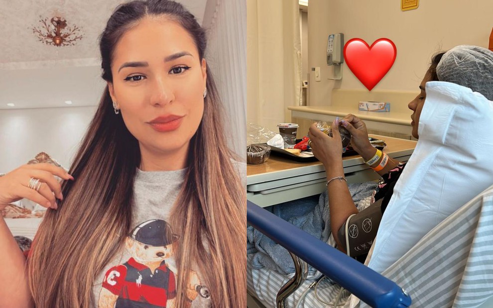 Simone no hospital em imagem feita pelo marido, Kaká Diniz