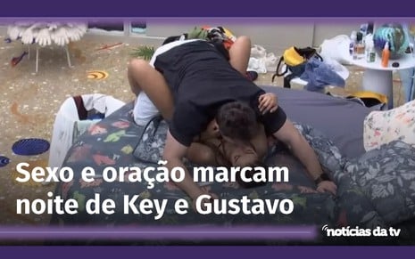 Key Alves e Gustavo deitados no quarto do BBB 23