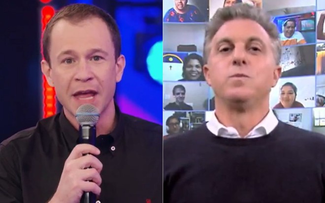 Montagem com Tiago Leifert e Luciano Huck