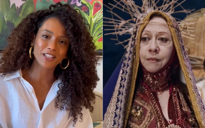 Montagem com foto de Taís Araujo e Fernanda Montenegro