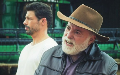 Tony Ramos e Cauã Reymond em cena do trailer de Terra e Paixão, próxima novela das nove da Globo