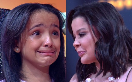 Montagem de fotos com Isis Testa e Maiara na final do The Voice Kids, da Globo