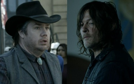 Montagem com Josh McDermitt e Norman Reedus como personagens Eugene e Daryl em The Walking Dead