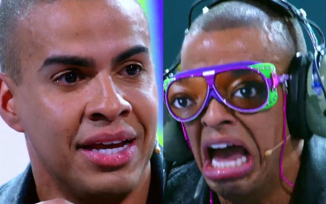 Montagem com cenas de Thiago Oliveira no Caldeirão com Mion