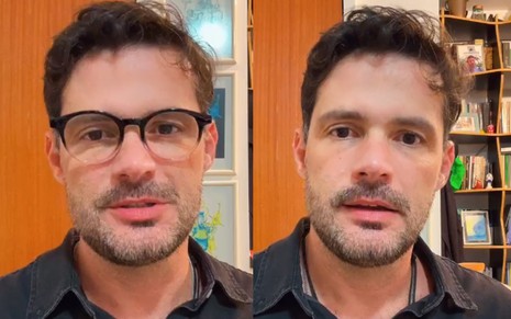 Na montagem: Thiago Picchi está de óculos (à esquerda) e sem o acessório (à direita)