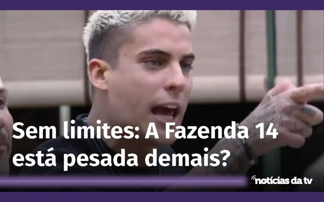 Tiago Ramos com dedo apontado para rival em A Fazenda 14