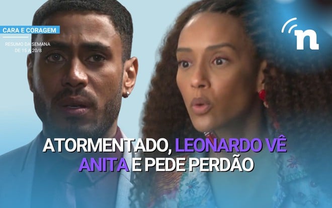 Leonardo surta ao ver Anita e pede perdão pensando que a sósia é o fantasma de sua irmã