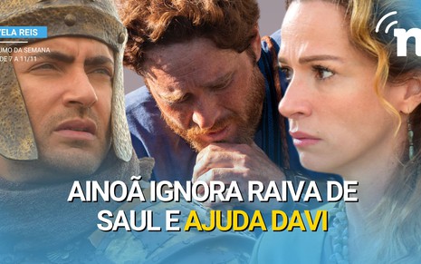 Davi (Cirillo Luna) pede ajuda de Ainoã (Francisca Queiroz) para fugir de Saul (Carlo Porto)