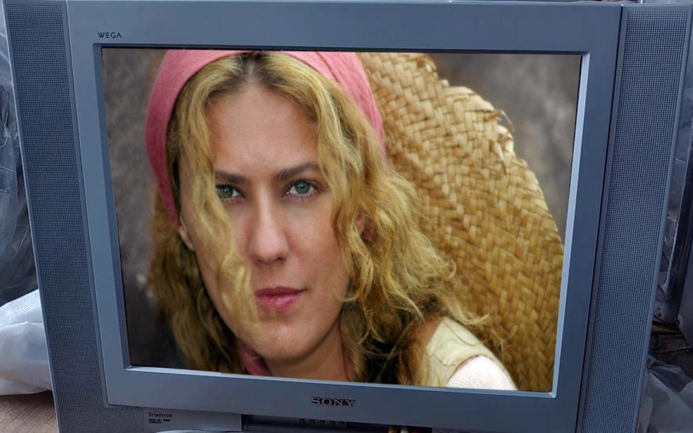 TV Sony Wega exibindo cena de O Rei do Gado com Patricia Pillar