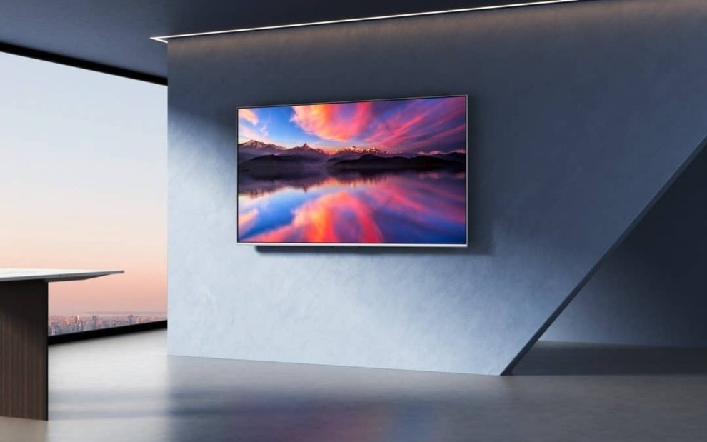 TV Xiaomi em sala com visual futurista