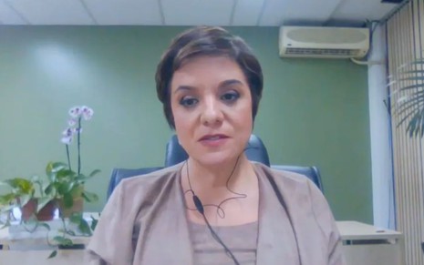 A jornalista Vera Magalhães em videoconferência