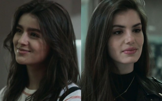 Montagem com Júlia Byrro e Camila Queiroz como Lara e Angel em Verdades Secretas 2
