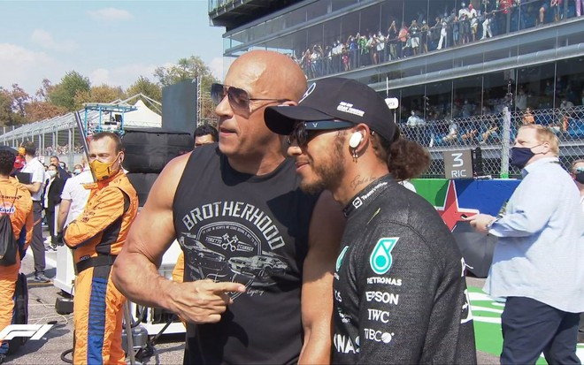 Vin Diesel e Lewis Hamilton tiram foto juntos no GP da Itália da F1 2021