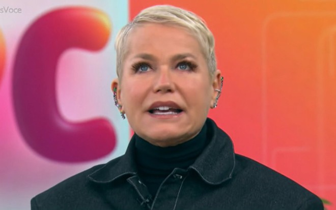 Xuxa Meneghel em entrevista ao Mais Você, na Globo, em 13 de julho