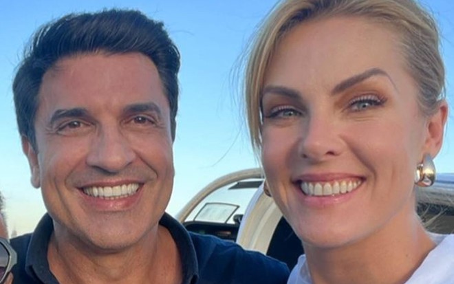 Edu Guedes e Ana Hickmann sorriem