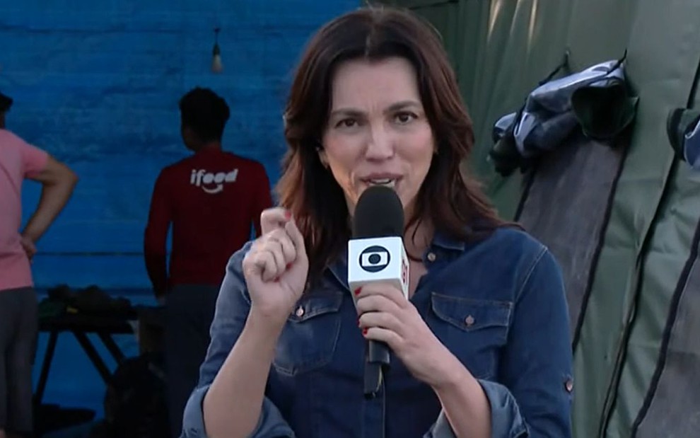 Ana Paula Araújo no Bom Dia Brasil; noticiário foi apresentado diretamente do Rio Grande do Sul (Créditos: TV Globo)