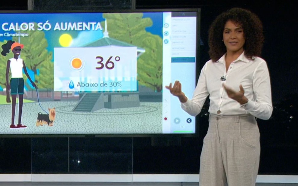 Ana Paula Santos apresenta a previsão do tempo no RJ2