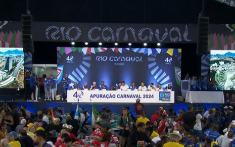 Imagem da apuração do Carnaval do Rio de Janeiro de 2024