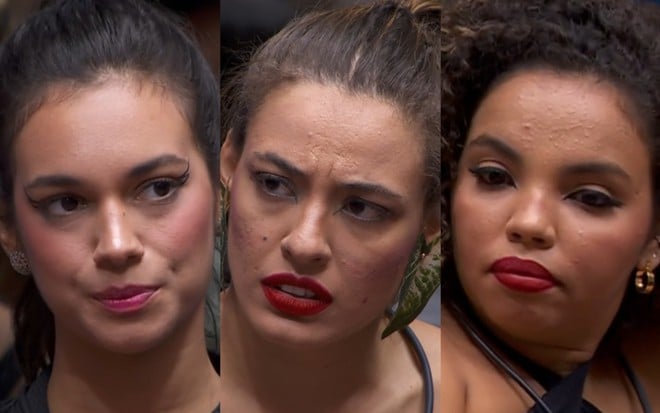 Alane Dias, Beatriz Reis e Giovanna Pitel  em fotomontagem no BBB 24