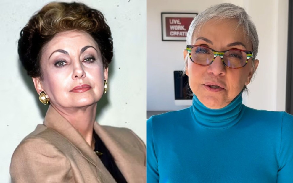 Na montagem: Beatriz Segall como Odete Roitman (à esquerda) e Cininha de Paula (à direita)