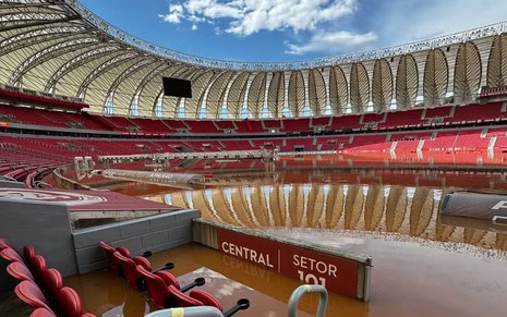 Estádio Beira-Rio está tomado por água após chuvas no RS
