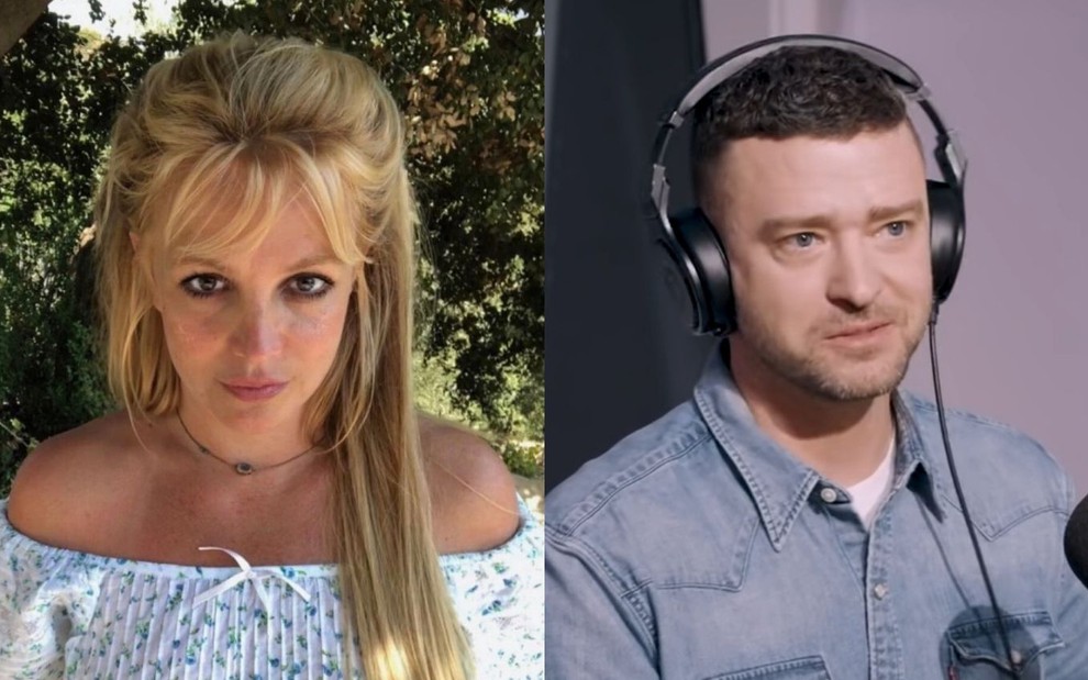 Britney Spears, à esquerda, e Justin Timberlake, à direita