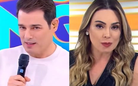 Celso Portiolli no Domingo Legal e Rachel Sheherazade no Domingo Record